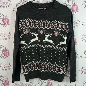 Canada weathergear sweater pull over Crew Neck Sweater with Deer Pattern